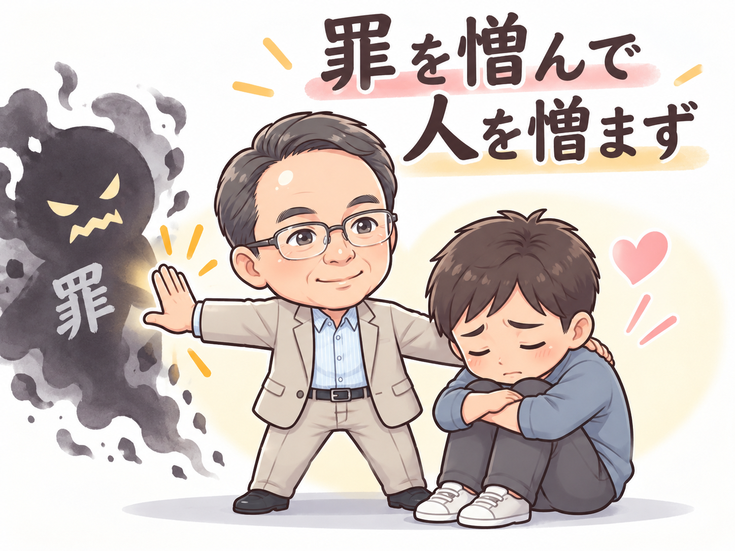 罪を憎んで人を憎まずの図
